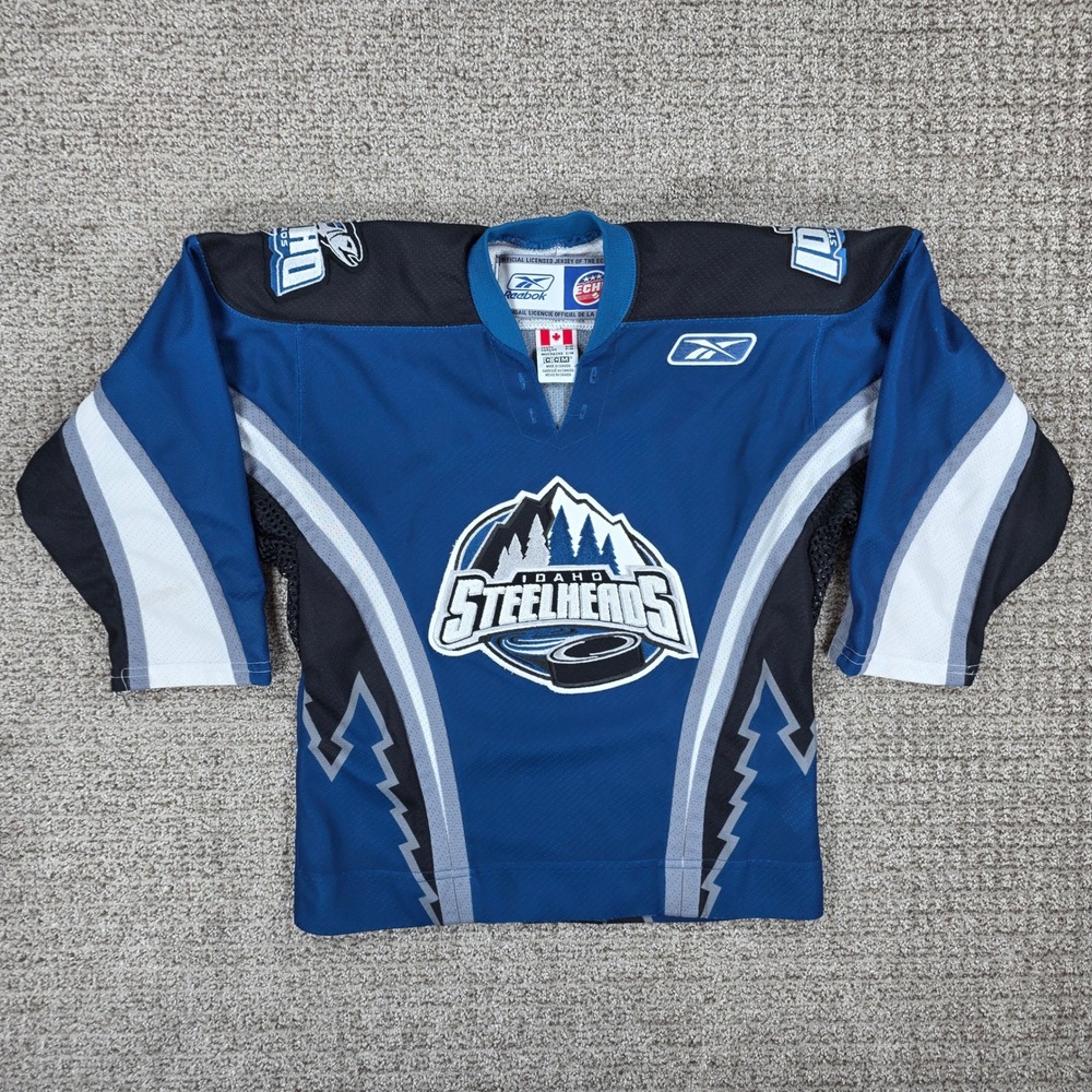 Reebok Idaho Steelheads ECHL Hockey Jersey Youth Small CCM Blue Made in Canada